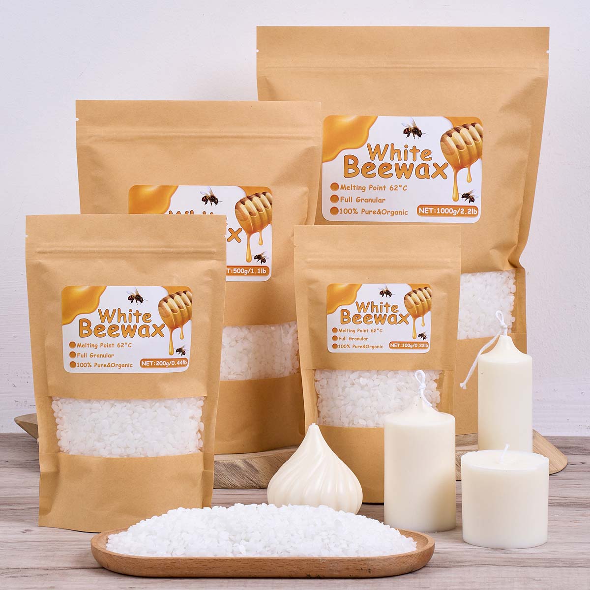 Candle Supplies Beeswax - 1000g Cera d'api bianca Candela fai