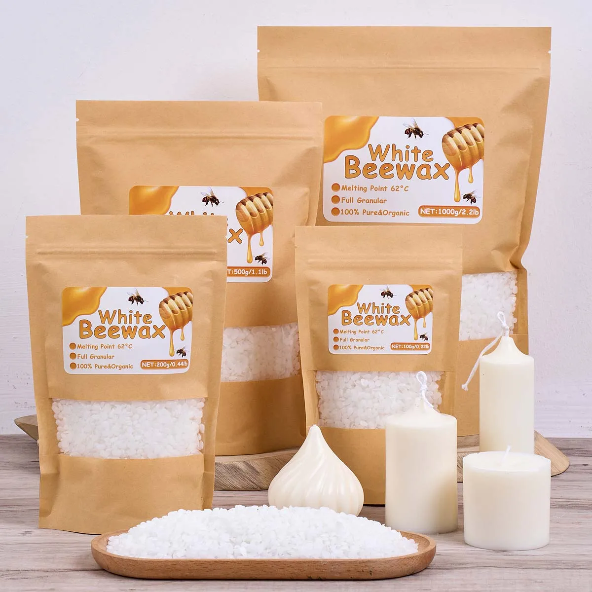 Candle Supplies Beeswax - 500g Cera d'api bianca Candela fai